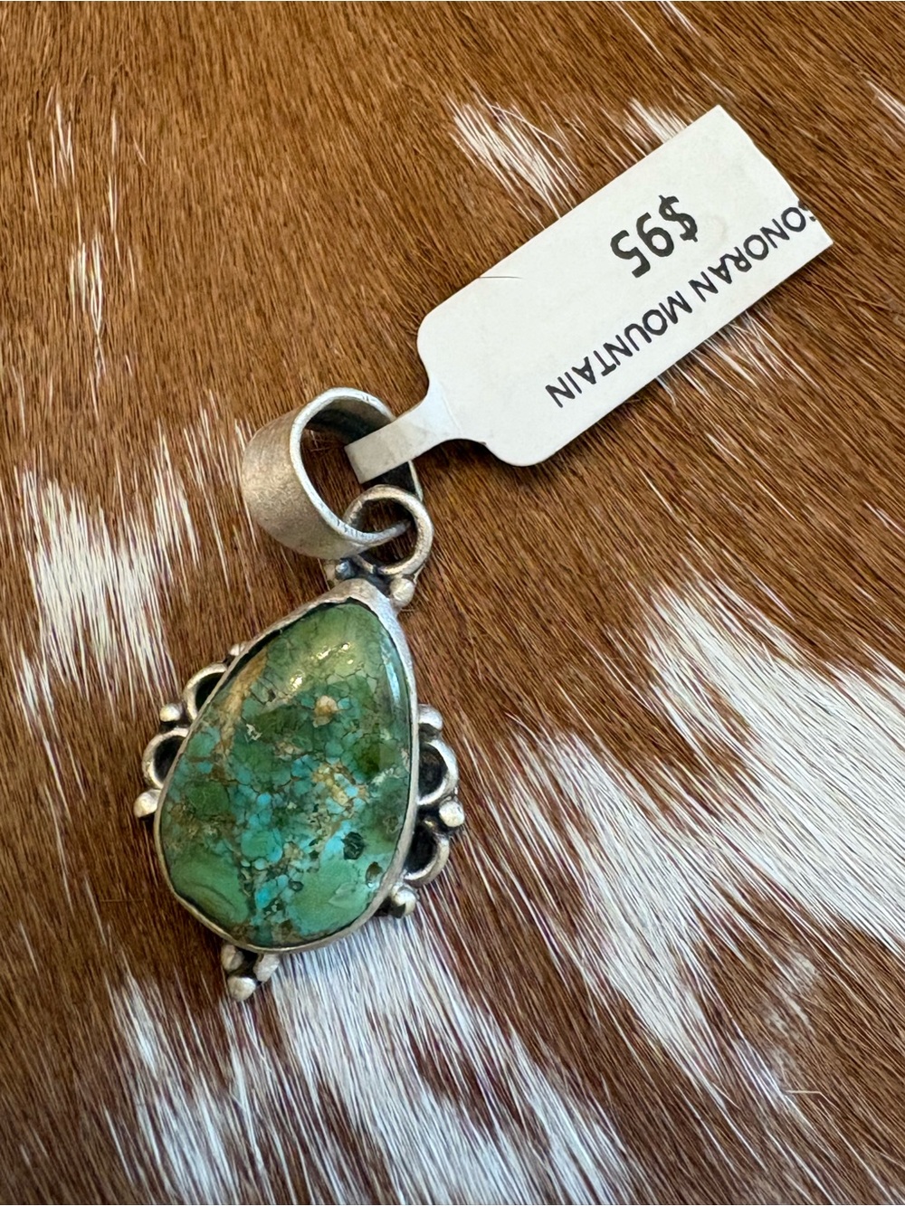 Sonoran Mountain Turquoise Teardrop Pendant - 925 Sterling Silver